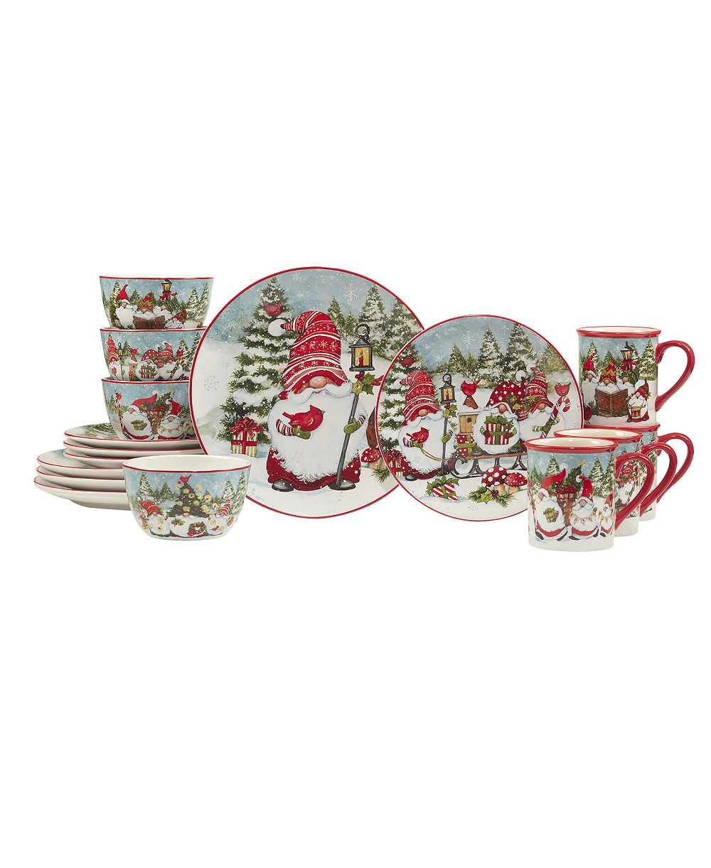 Набор столовой посуды Certified International Christmas Gnomes 16 piece