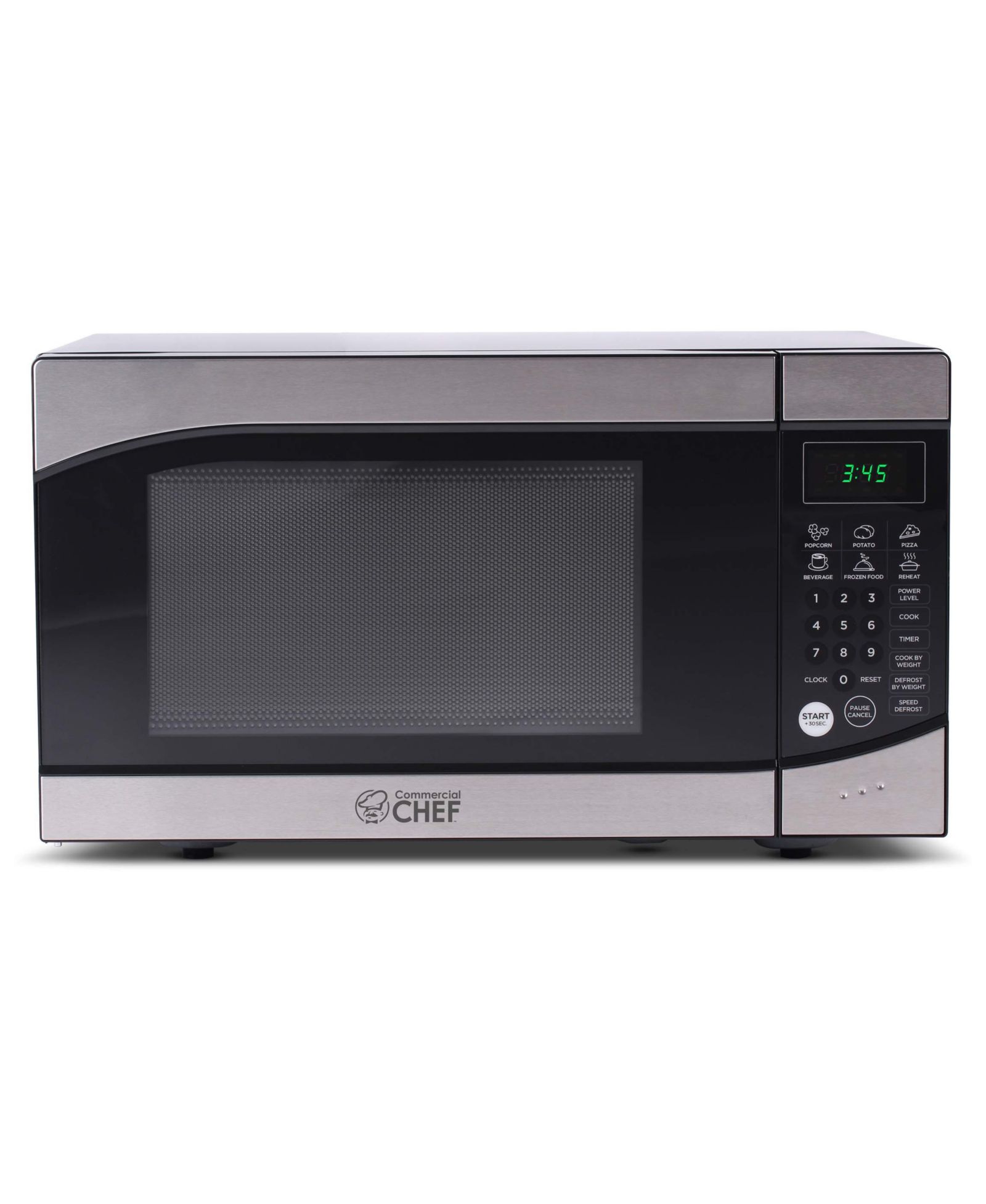 Commercial Chef 0.9 Cu. Ft Countertop Microwave, 900W Black and Stainless-Steel Microwave Oven
