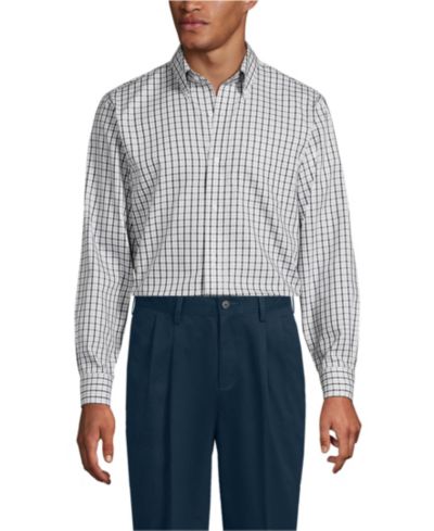 Lands' End Men's No Iron Supima Cotton Pinpoint Buttondown Collar Dress Shirt