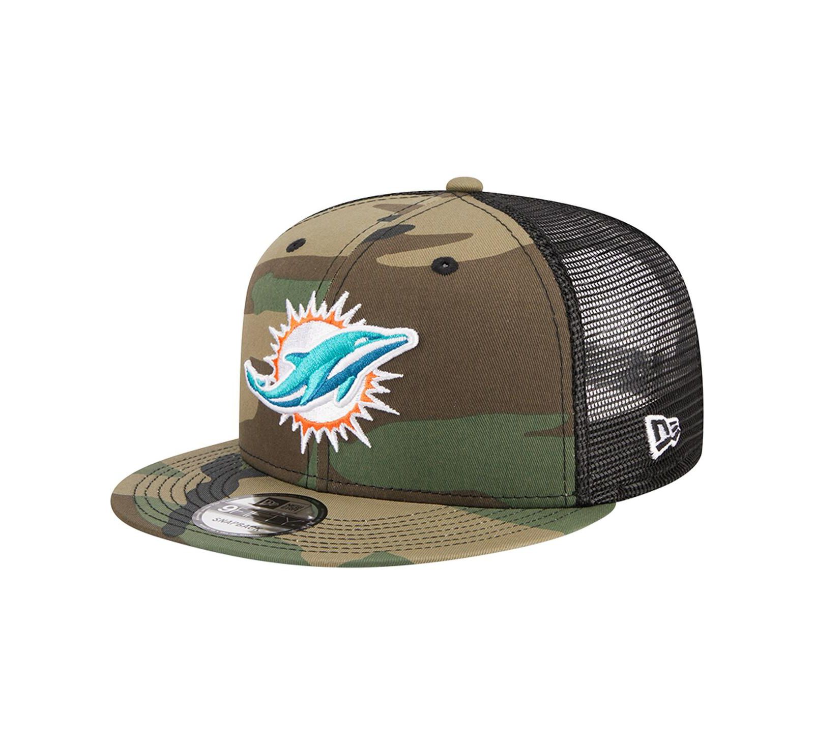 Men's New Era Camo Miami Dolphins Main Trucker 9FIFTY Snapback Hat