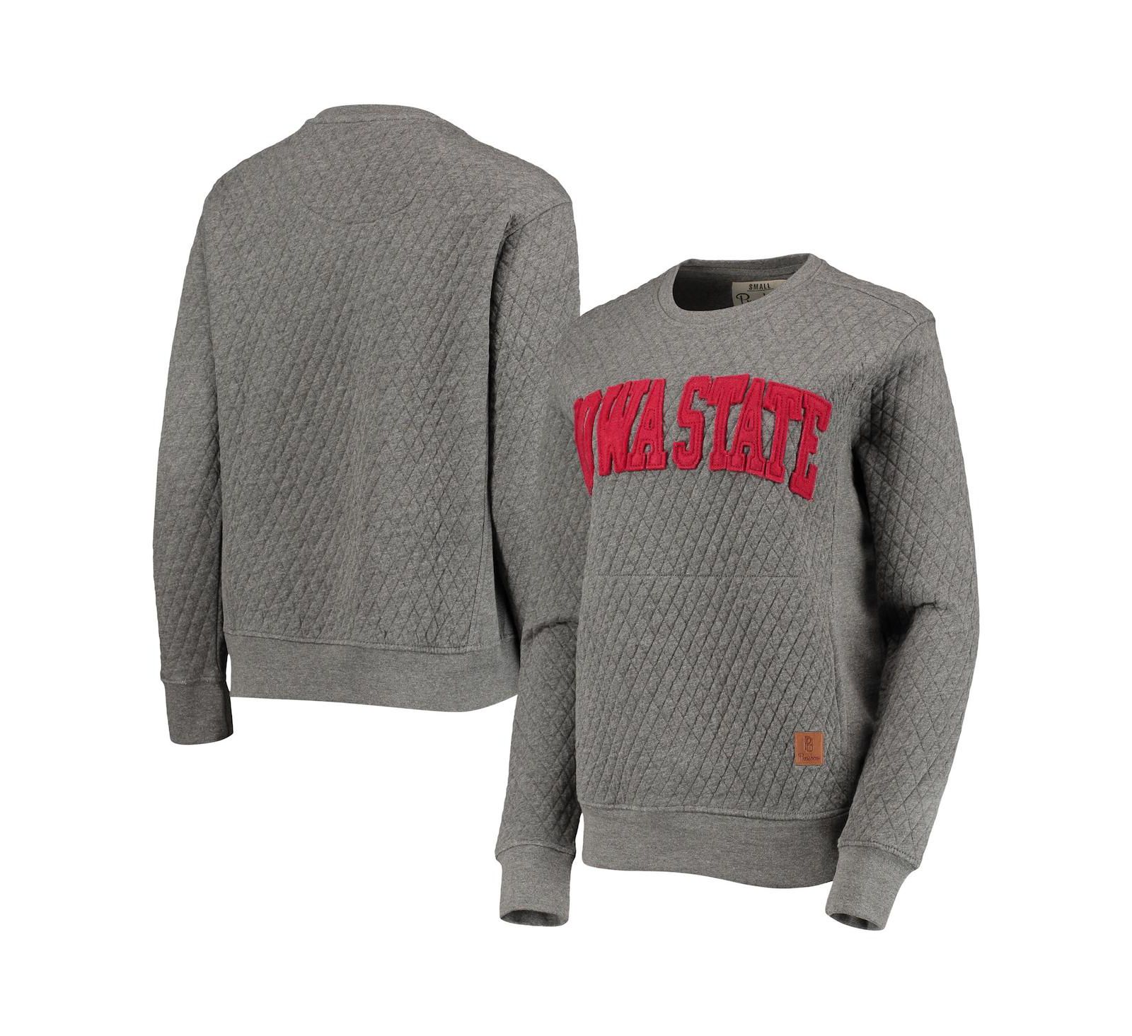 Женский свитшот Pressbox Heather Charcoal Iowa State Cyclones Moose Quilted Pullover