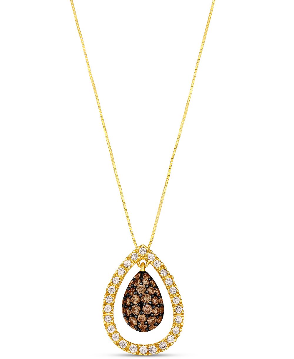 Le Vian Chocolate Diamond & Nude Diamond Double Orbital Pear Halo Подвеска 20" в 14k Gold