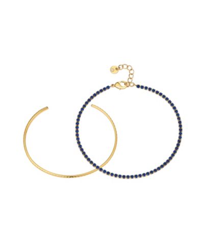 Комплект из 2 браслетов Unwritten Blue Sapphire Cubic Zirconia Tennis and Cuff