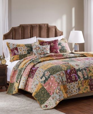Greenland Home Fashions Antique Chic Cotton Authentic Patchwork 5 Piece Quilt Set, King