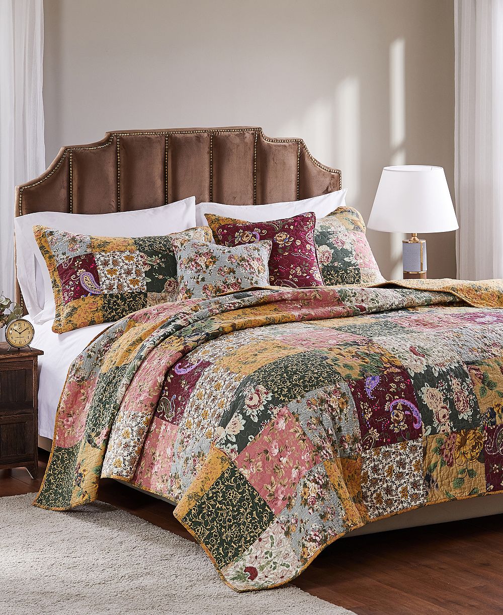 Greenland Home Fashions Antique Chic Cotton Authentic Patchwork 4 Piece Quilt Set, Twin/Twin XL