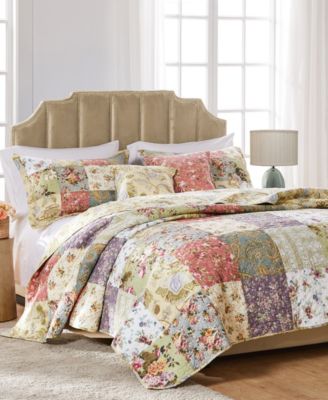 Greenland Home Fashions Blooming Prairie Authentic Patchwork 5 Piece Quilt Set, Full/Queen