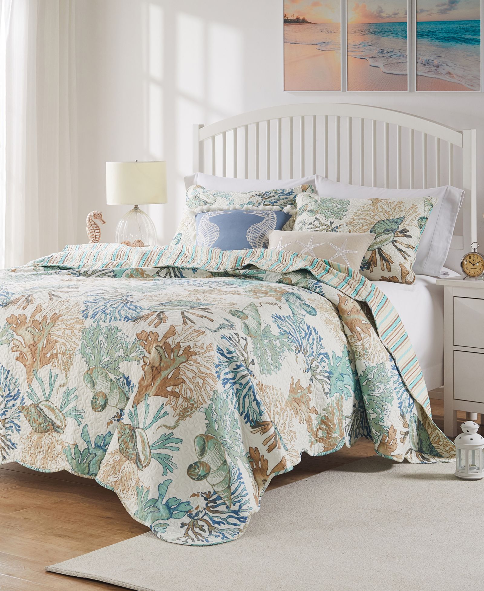 Greenland Home Fashions Atlantis двустороннее стеганое покрывало из 5 предметов, Full/Queen