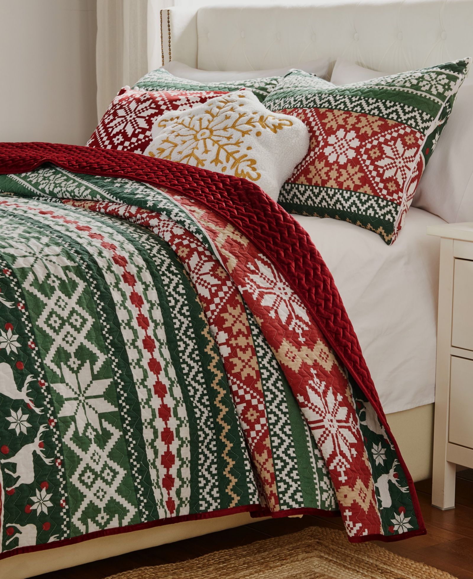 Greenland Home Fashions двустороннее покрывало из бархата Fair Isle, комплект из 2 шт., Twin/Twin XL