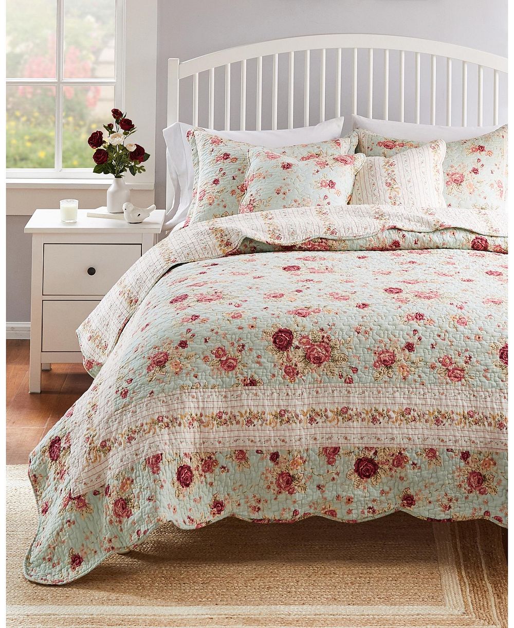 Greenland Home Fashions Антикварная роза комплект из 3-х стеганых покрывал 100% хлопок King