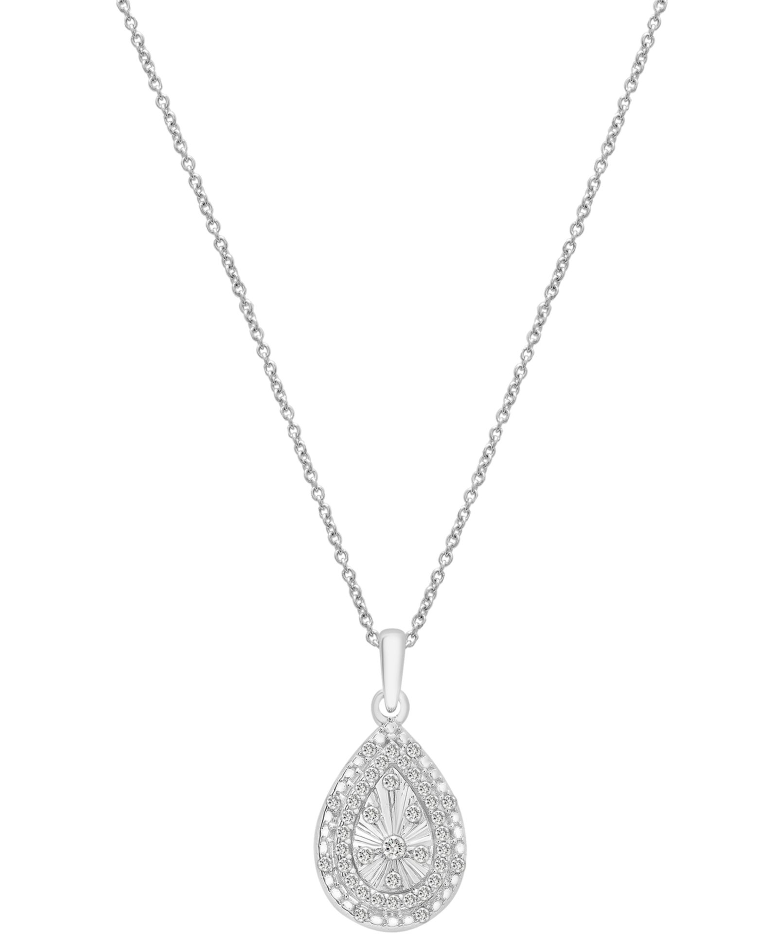 Diamond Teardrop подвеска-кулон 18" (1/4 ct. t.w.) из стерлингового серебра