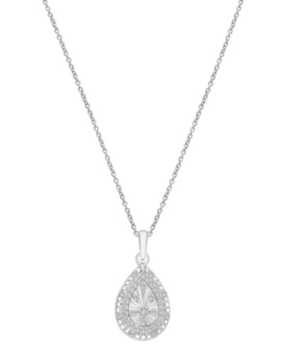 Diamond Teardrop подвеска-кулон 18" (1/4 ct. t.w.) из стерлингового серебра