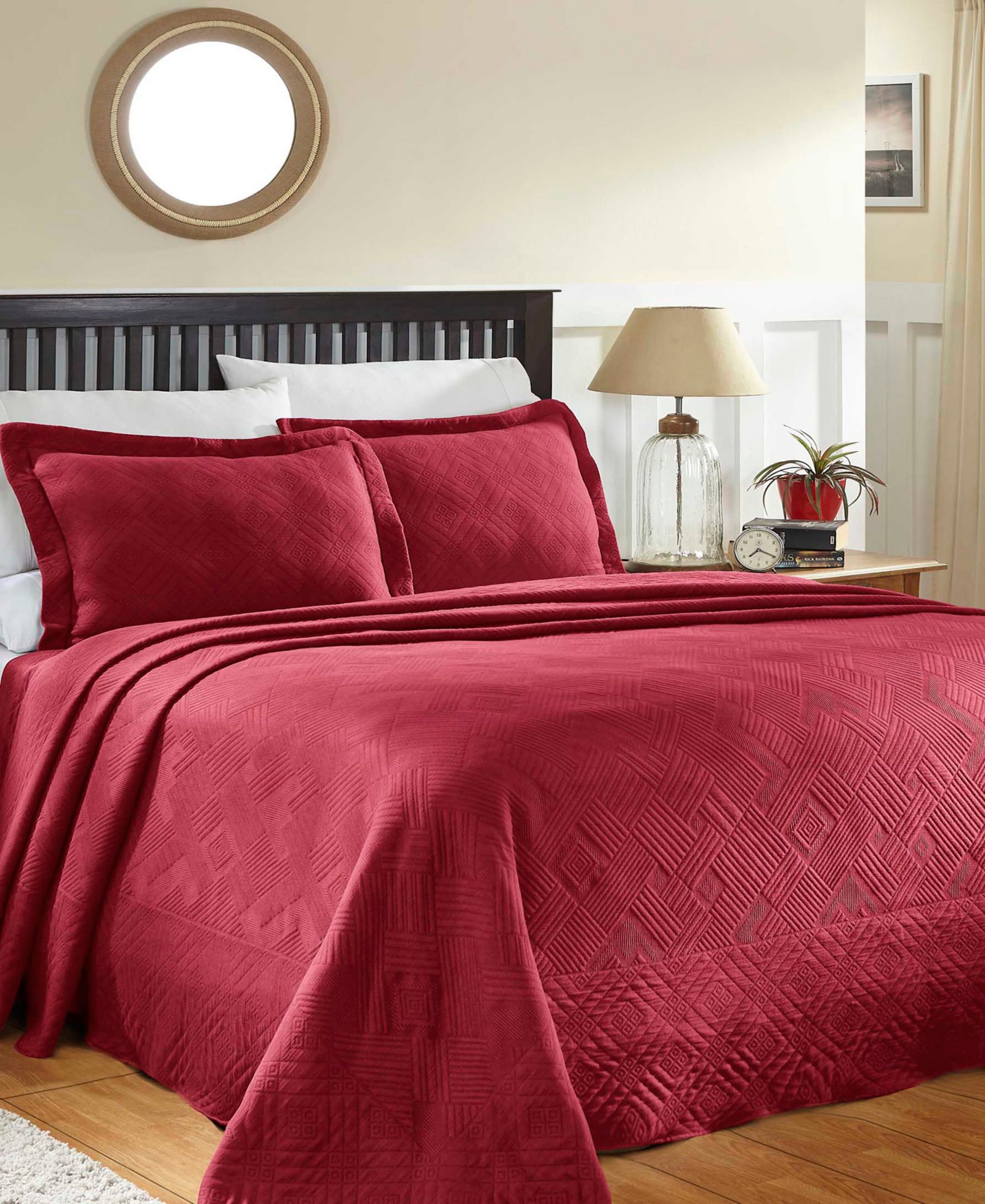 Superior Geometric Fret Textured Jacquard Matelasse All-Season 2-Piece Bedspread Set, Twin