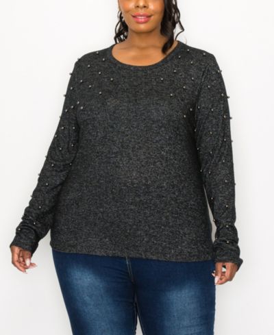Пуловер COIN 1804 Plus Size с длинным рукавом и заклепками Gunmetal