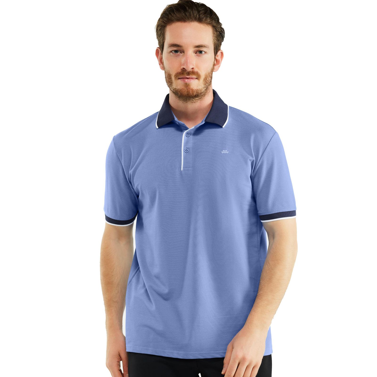 Мужская рубашка поло Mio Marino Classic-Fit Cotton-Blend Pique с контрастным воротником