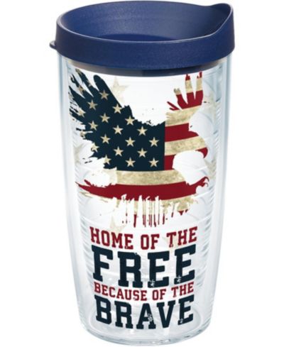 Tervis Home of the Free Because of the Brave Made in USA Double Walled  Insulated Tumbler Travel Cup Keeps Drinks Cold and Hot, 16oz, Classic