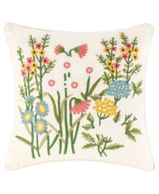 Levtex Viviana Flower Embroidered Decorative Pillow, 18" x 18"