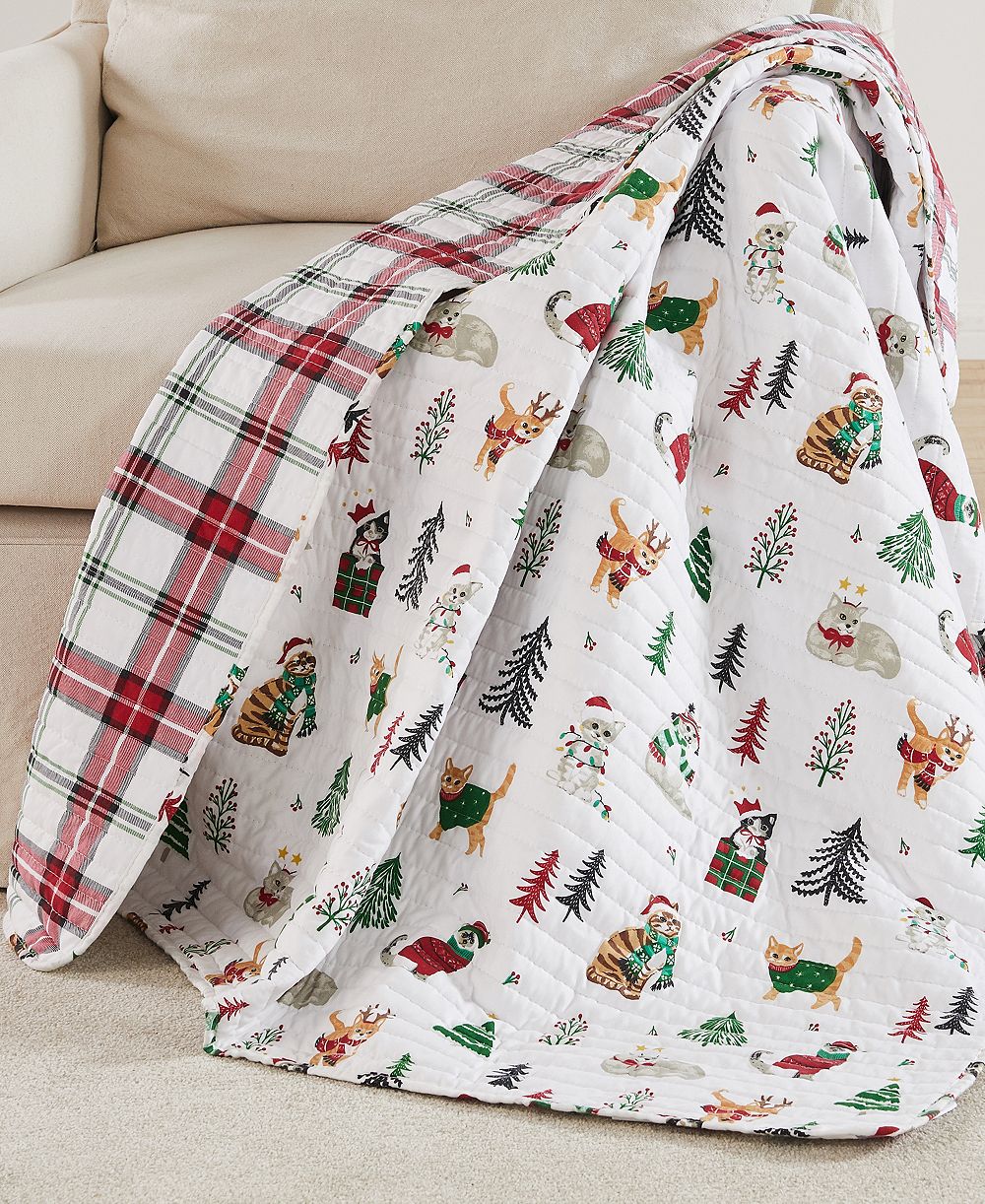 Levtex Home стеганое покрывало Meowy Christmas, 50" x 60"