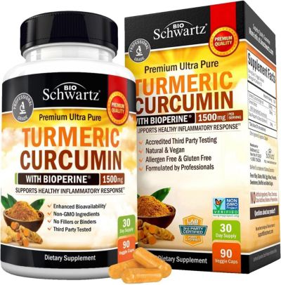 BioSchwartz Turmeric Curcumin with BioPerine 1500mg - Natural Joint Support with 95% Standardized Curcuminoids & Black Pepper Extract for Ultra High Absorption & Potency - Non GMO - Gluten Free - 90 Capsules