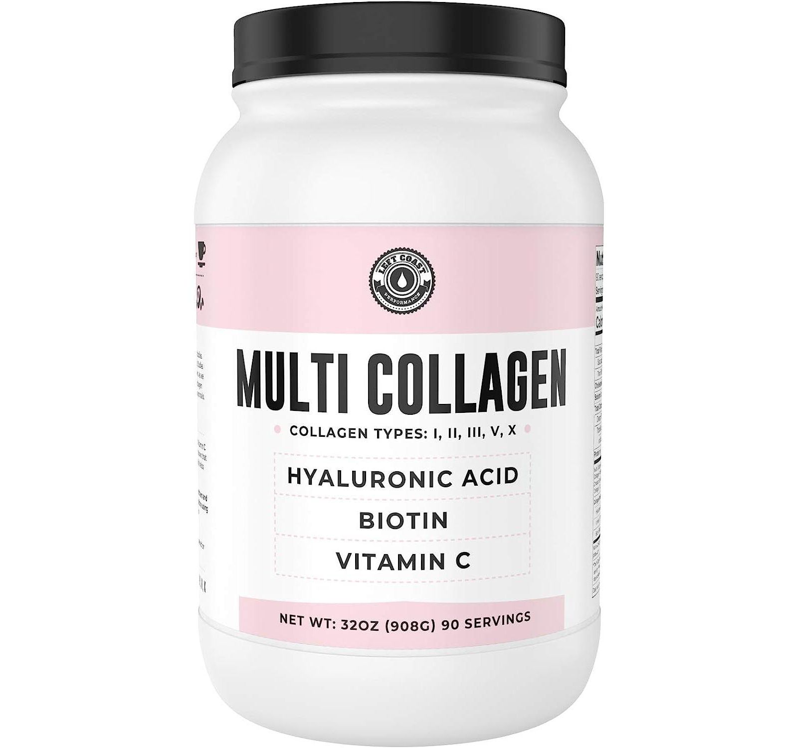 Left Coast Performance Multi Collagen Powder with Biotin, Hyaluronic Acid, Vitamin C | Hydrolyzed Collagen Protein Supplement for Nails|32 oz
