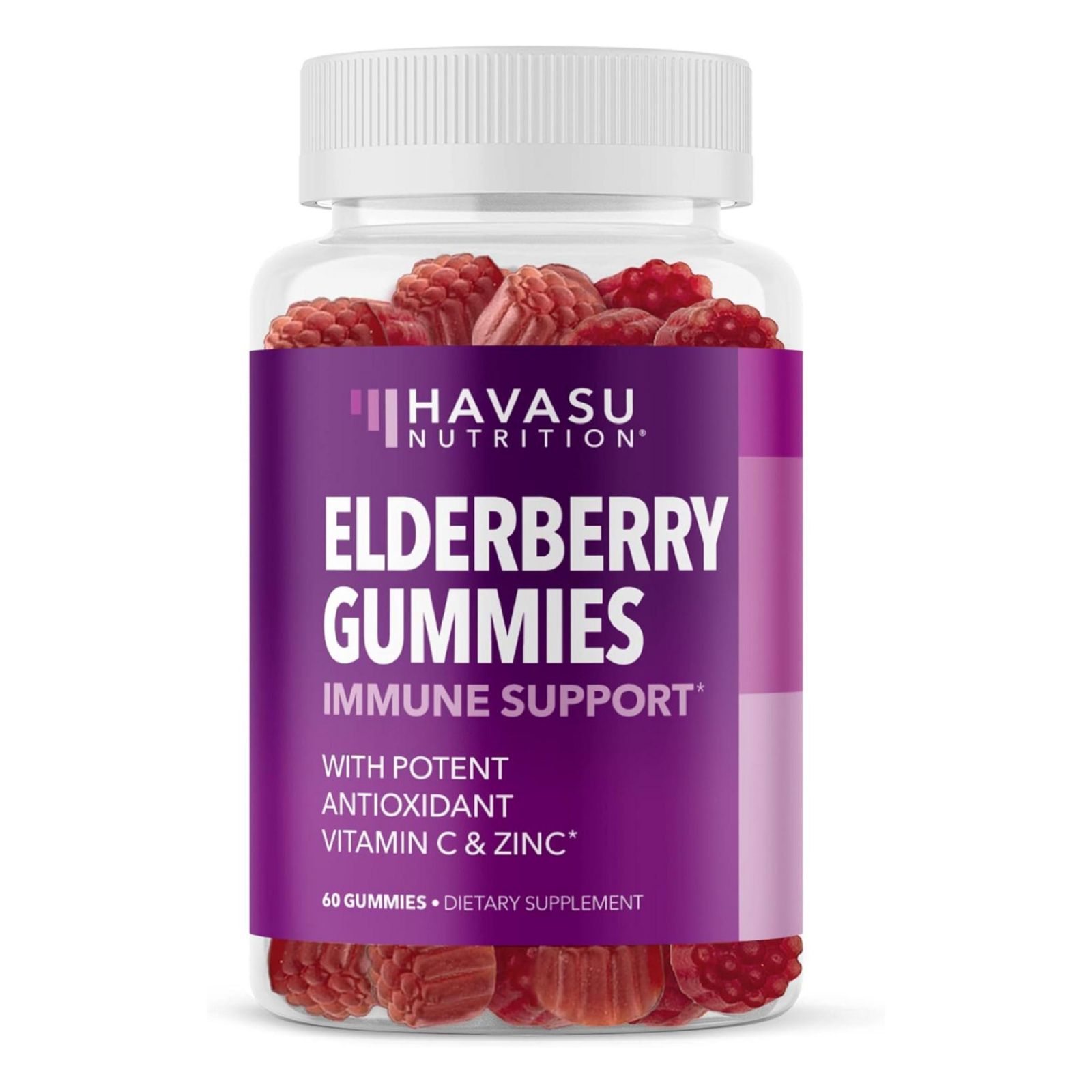 Elderberry Gummies for Adults, Immune System Supplement, Elderberry Flavor, Havasu Nutrition, 60ct