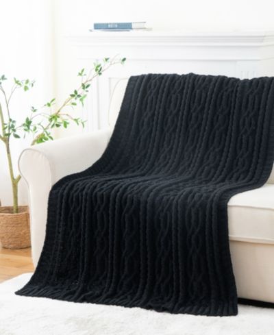 Battilo Lifestyle Cable Knit Chenille Throw, 51" x 67"