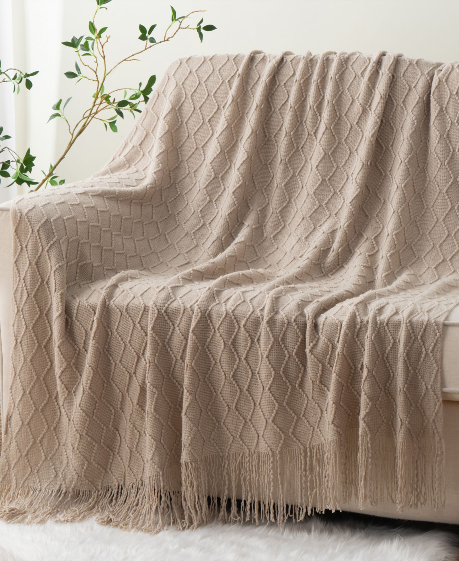 Battilo Multi Chevron Texture Lightweight Throw, 50" x 60"