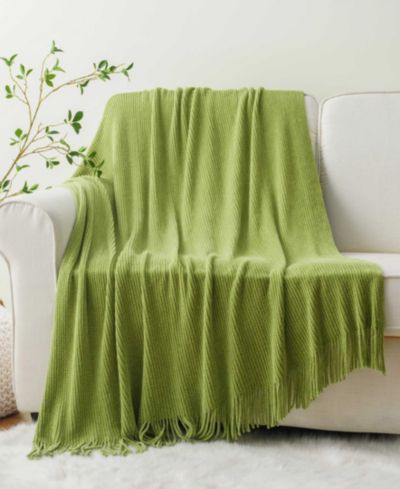 Battilo Classic Textured Ribbed Knit Throw, 50" x 60"