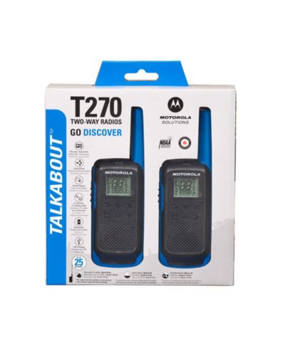 MOTOFRS Motorola Solutions T270 25 mi. Two-Way Radio Black/Blue 2-Pack