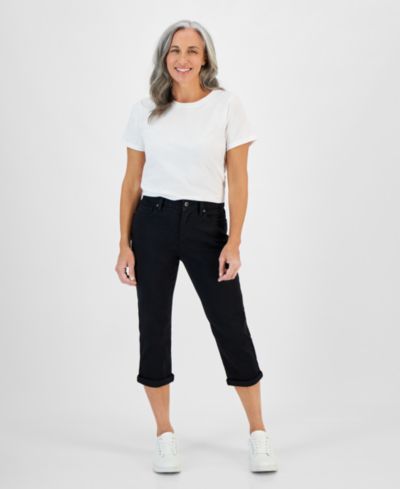 Джинсы Style & Co Petite Mid-Rise Curvy Roll-Cuff Capri