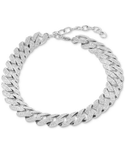 Колье ADORNIA Silver-Tone Crystal Cuban Chain Choker