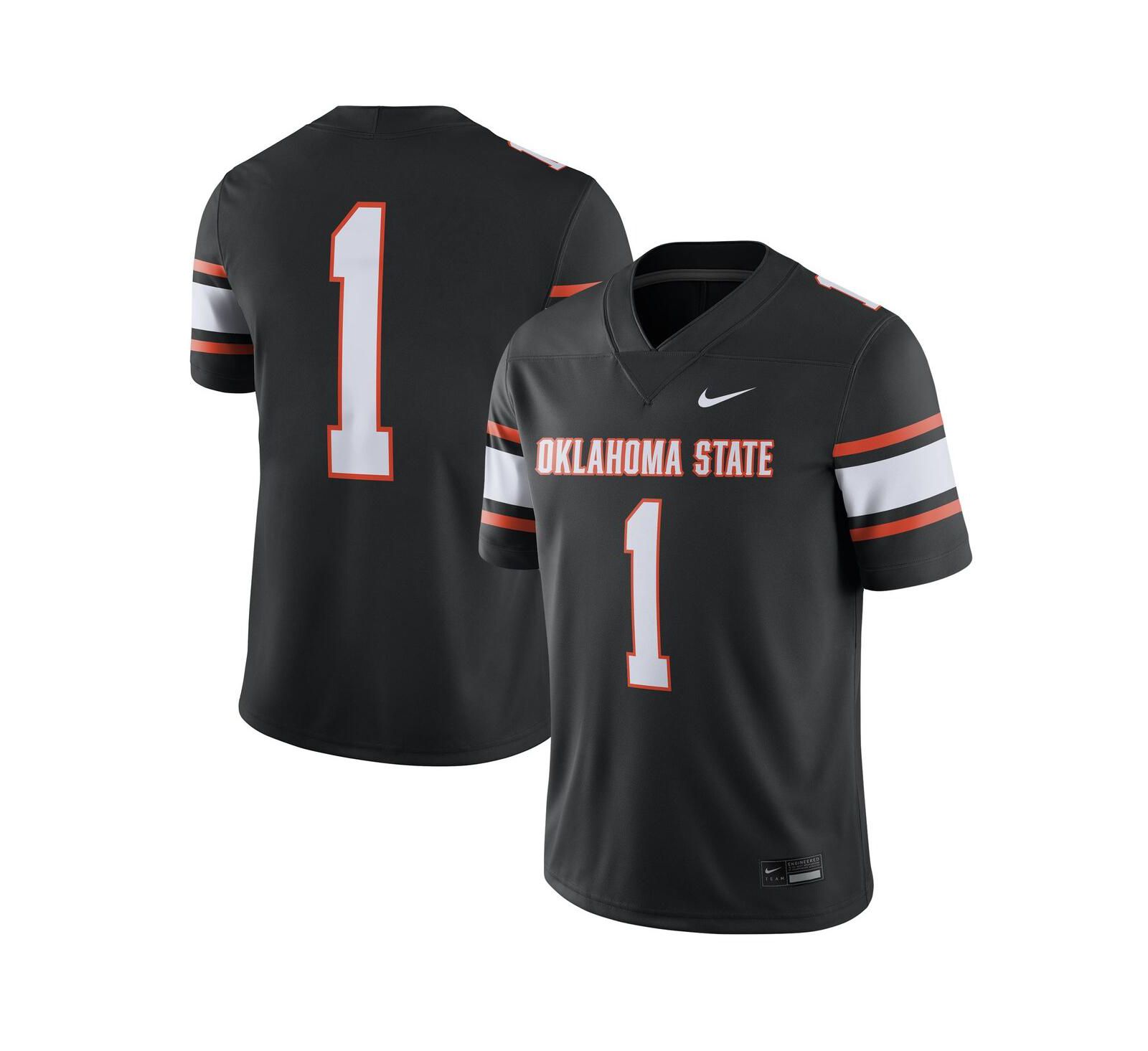Men's Nike #1 Black Oklahoma State Cowboys Game Jersey