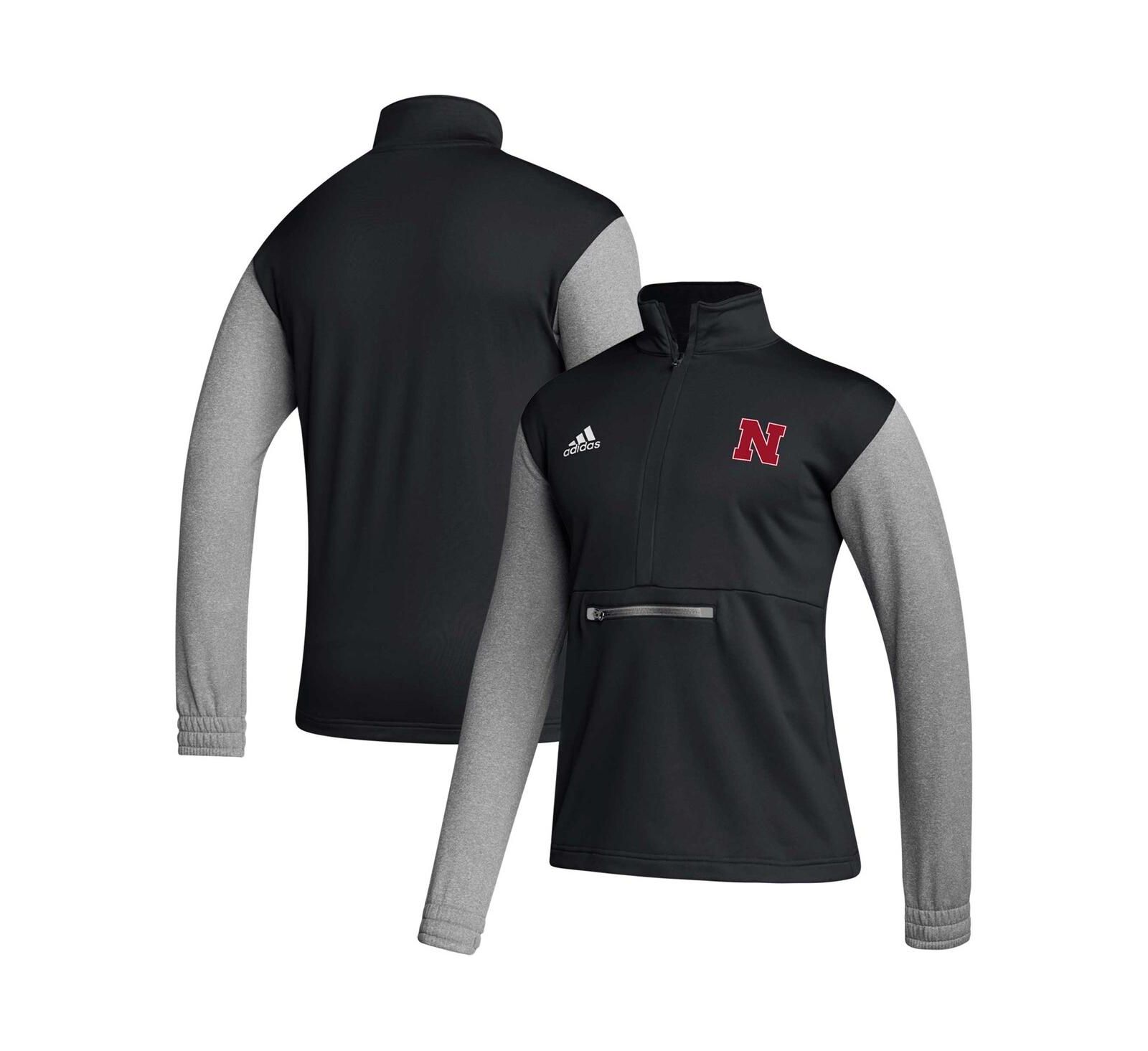 Men's adidas Black Nebraska Huskers Sideline AEROREADY Half-Zip Top