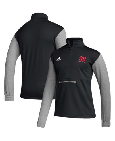 Men's adidas Black Nebraska Huskers Sideline AEROREADY Half-Zip Top