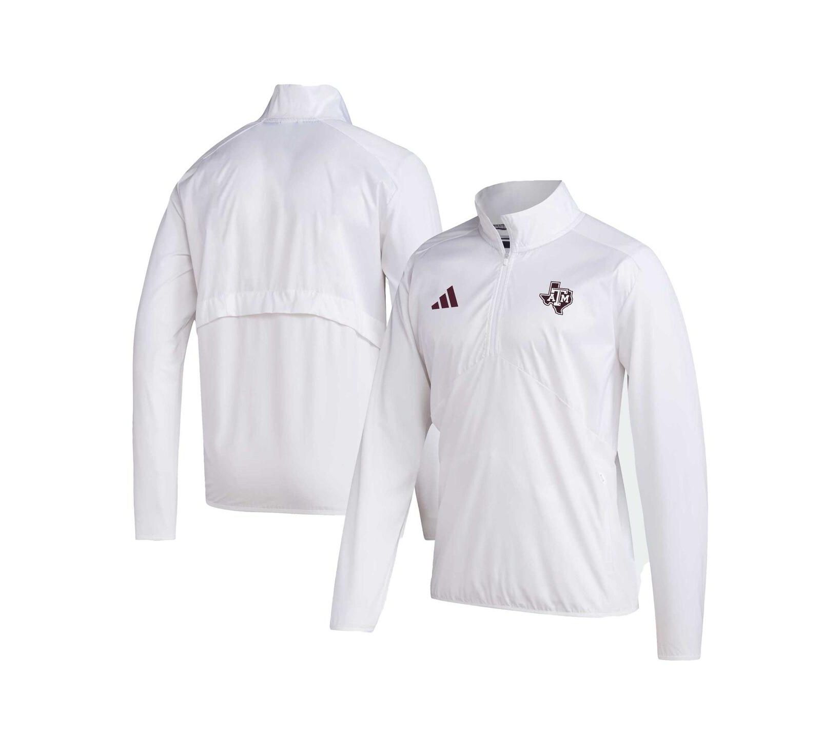 Men's adidas White Texas A&M Aggies Sideline AEROREADY Raglan Sleeve Quarter-Zip Jacket