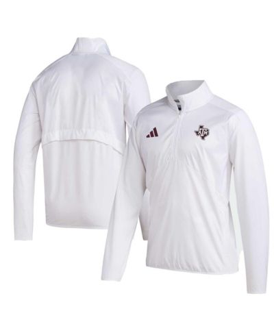 Мужская куртка adidas White Texas A&M Aggies Sideline AEROREADY с реглановым рукавом и молнией на четверть