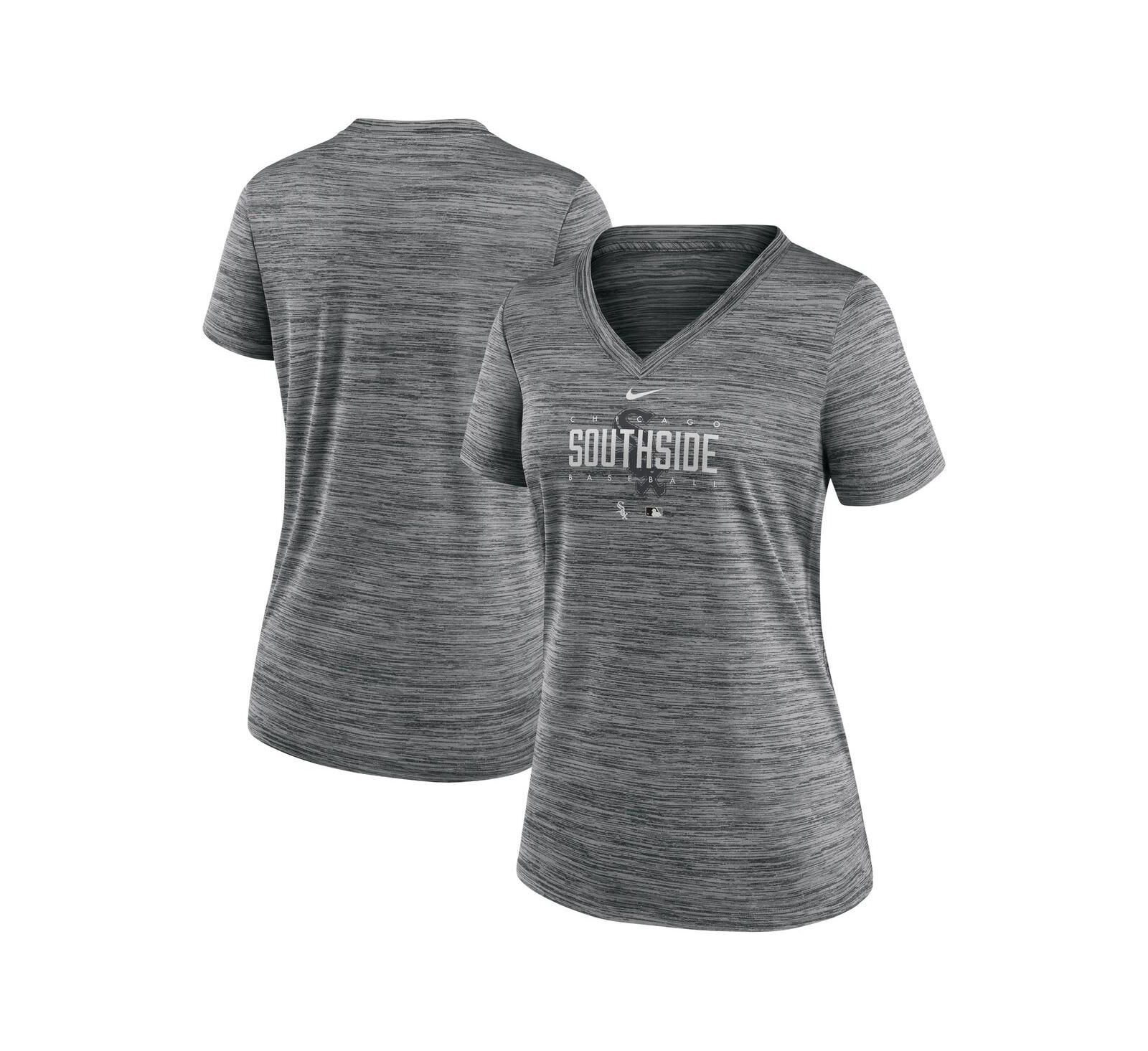 Women's Nike Gray Chicago White Sox City Connect Velocity Practice Performance V-Neck T-shirt