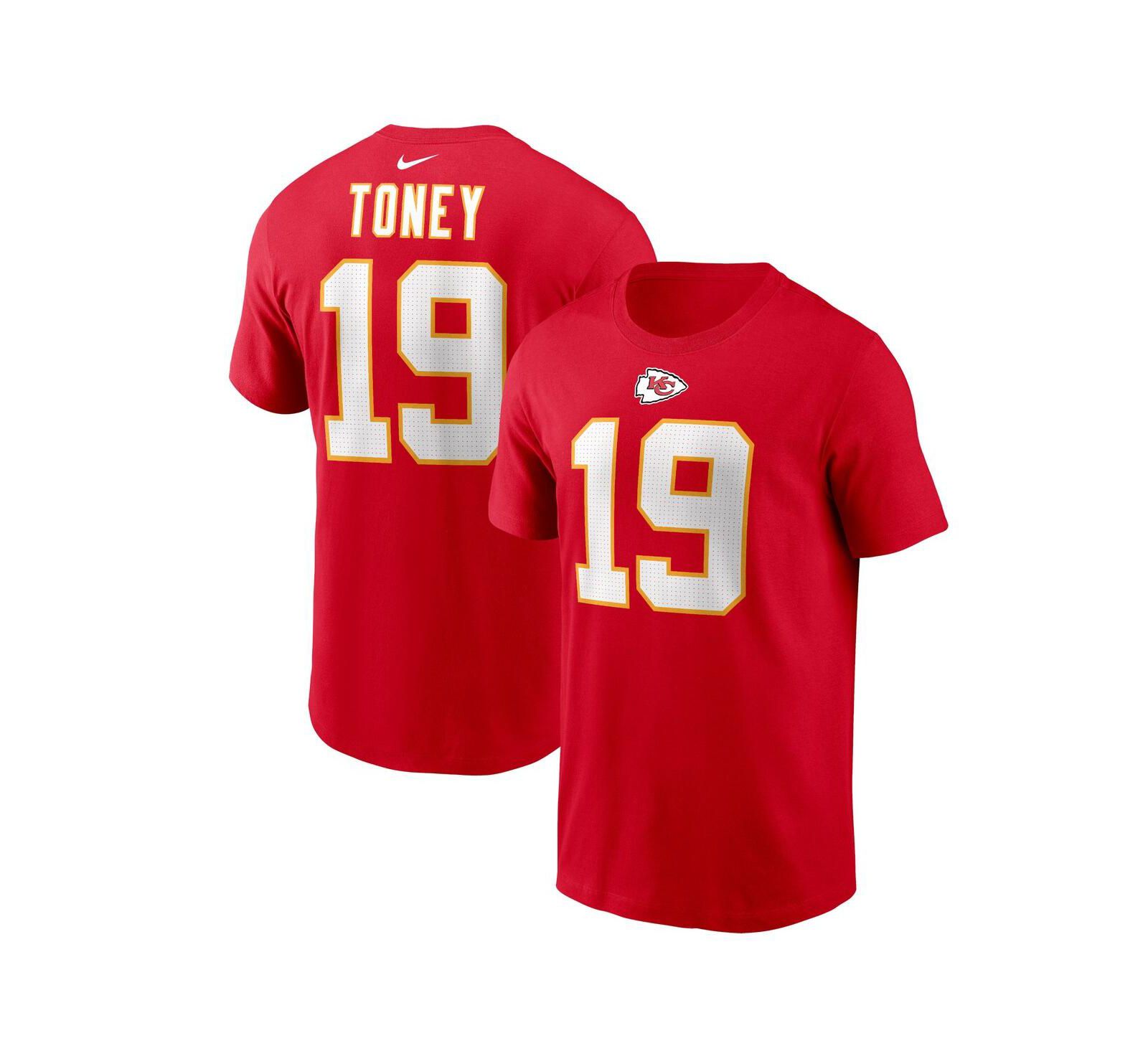 Men's Nike Kadarius Toney Red Kansas City Chiefs Player Name and Number T-shirt