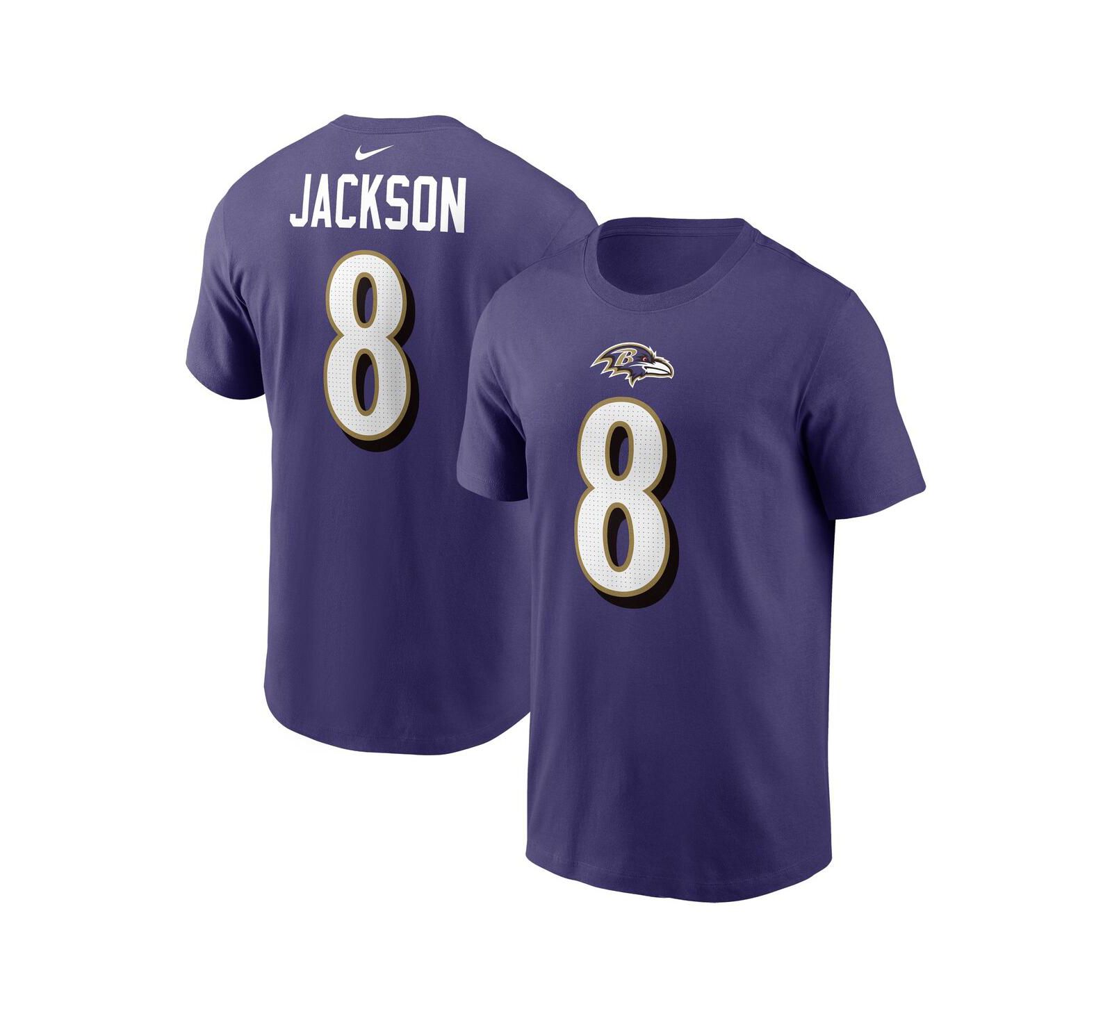 Men's Nike Lamar Jackson Purple Baltimore Ravens Player Name and Number T-shirt