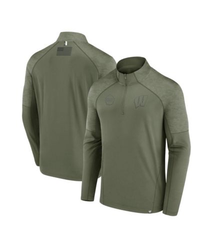 Мужская куртка Fanatics Olive Wisconsin Badgers OHT Military-Inspired Raglan Quarter-Zip