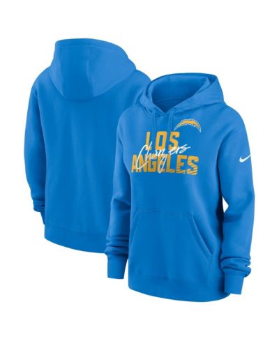 Женская толстовка Nike Powder Blue Los Angeles Chargers Wordmark Club Fleece Pullover Hoodie