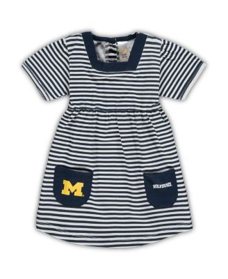Girls Toddler Navy Michigan Wolverines Striped Dress with Pockets