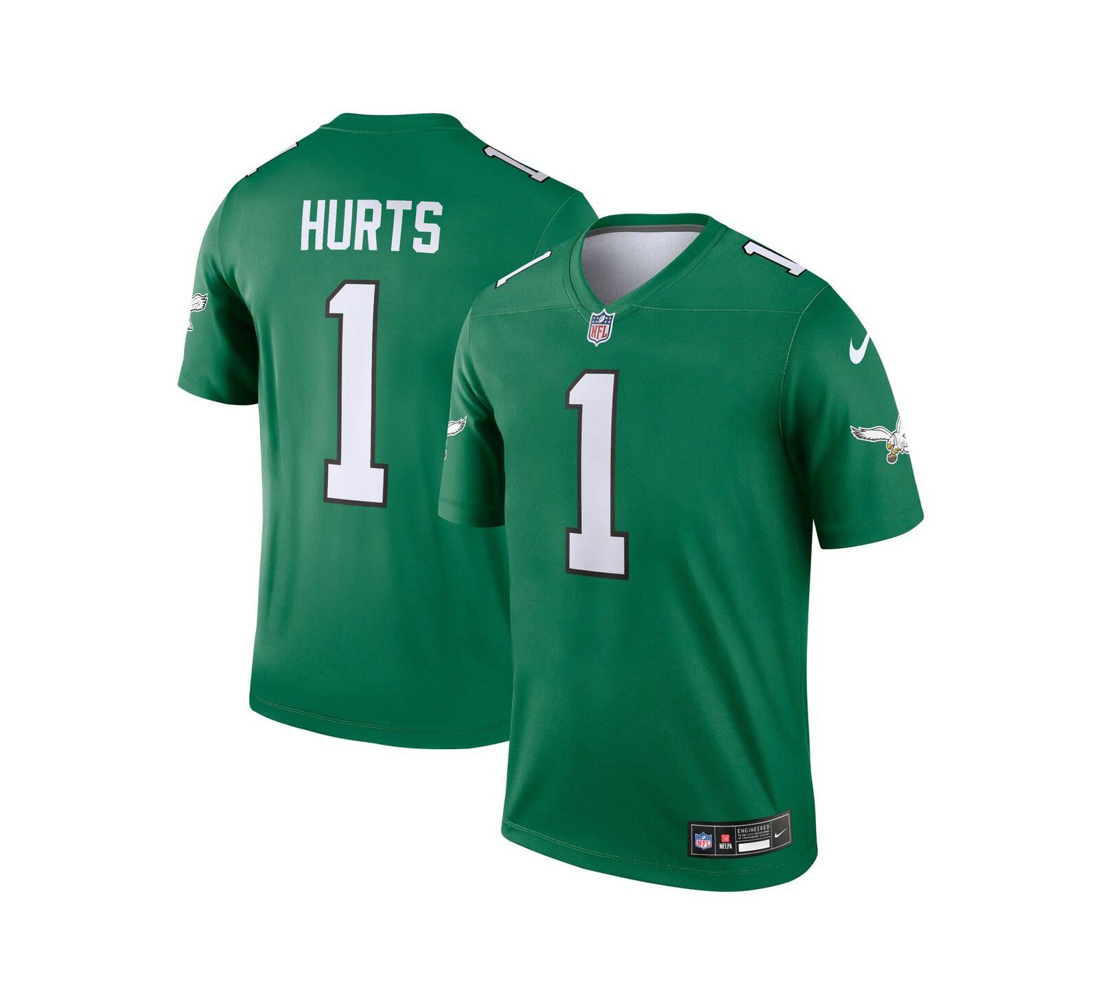 Мужская джерси Nike Jalen Hurts Philadelphia Eagles Alternate Legend Player Kelly Green