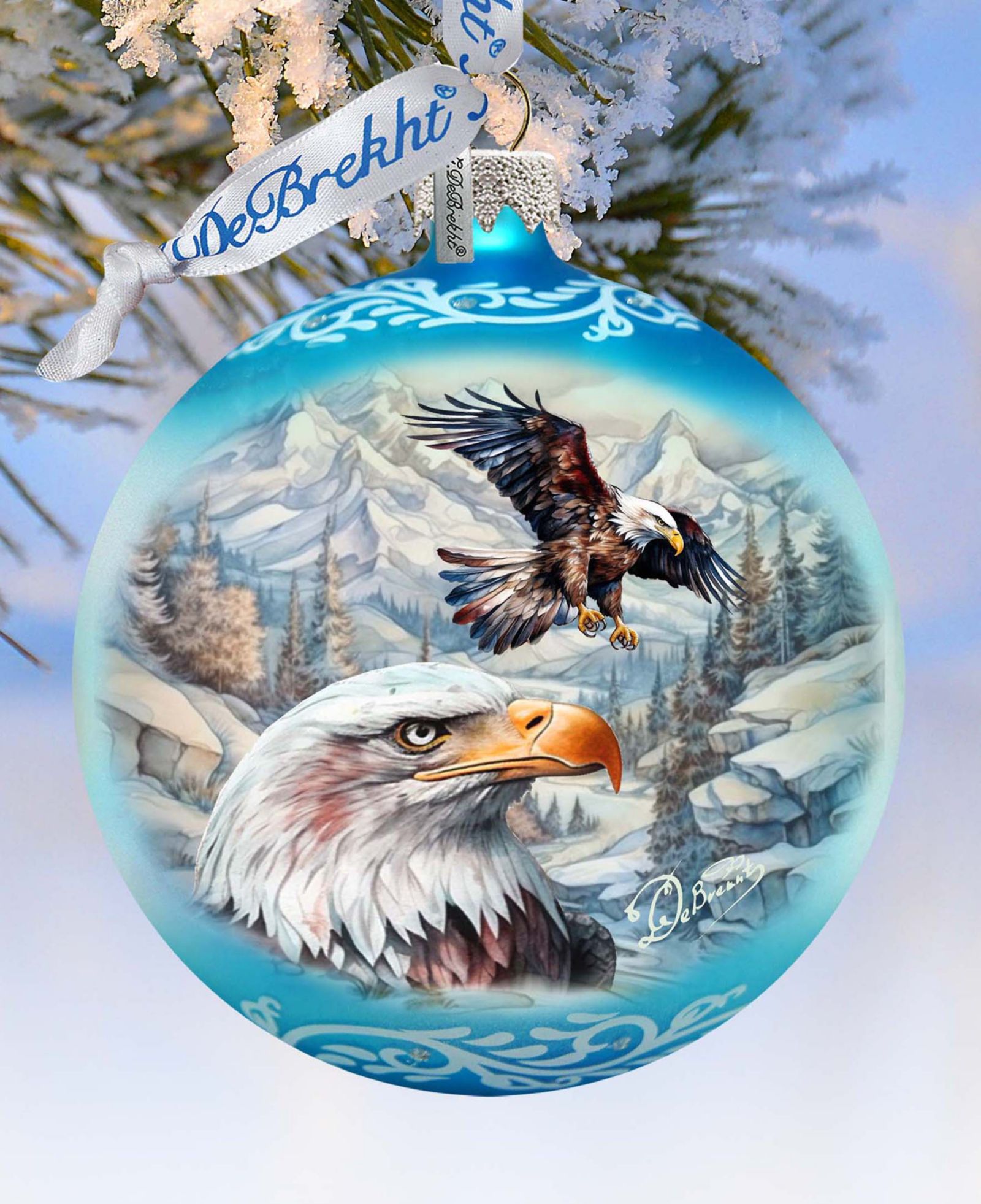 Designocracy Стеклянные елочные украшения The Land of the Free-American Eagle Ball G. DeBrekht