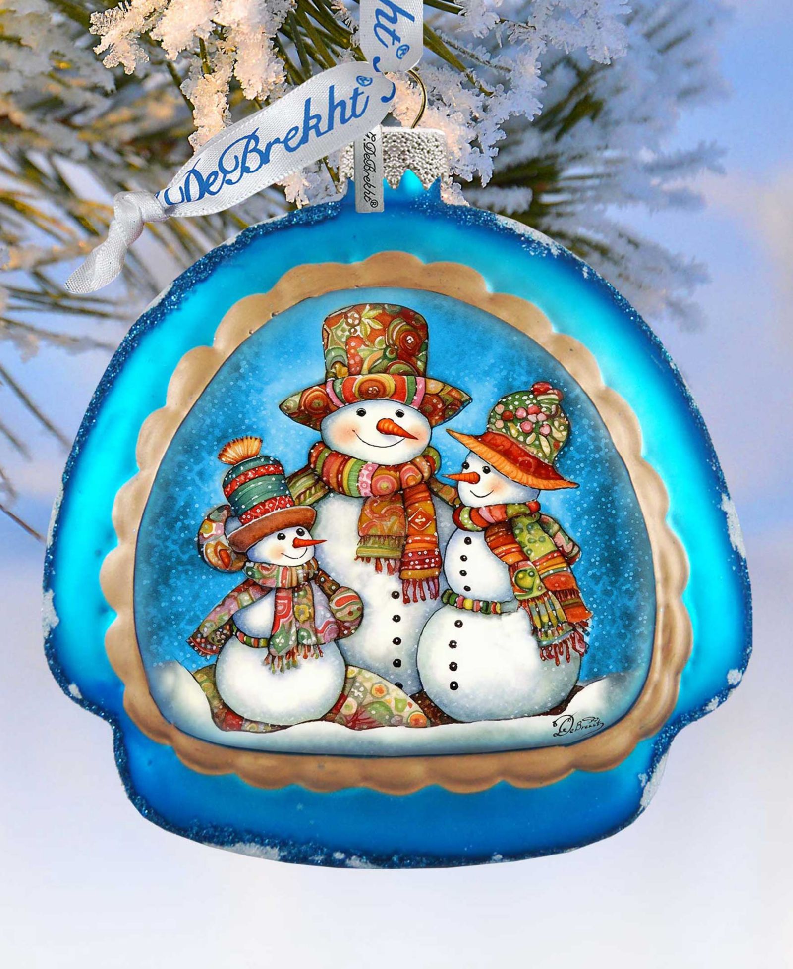 Designocracy Рождественские украшения G. DeBrekht Snowman Family Rainbow Mercury Glass