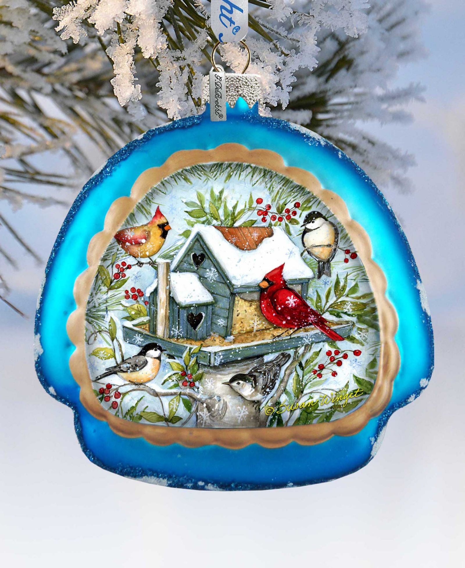 Стеклянные елочные украшения Designocracy Winter Cardinals Rainbow Christmas Mercury Glass
