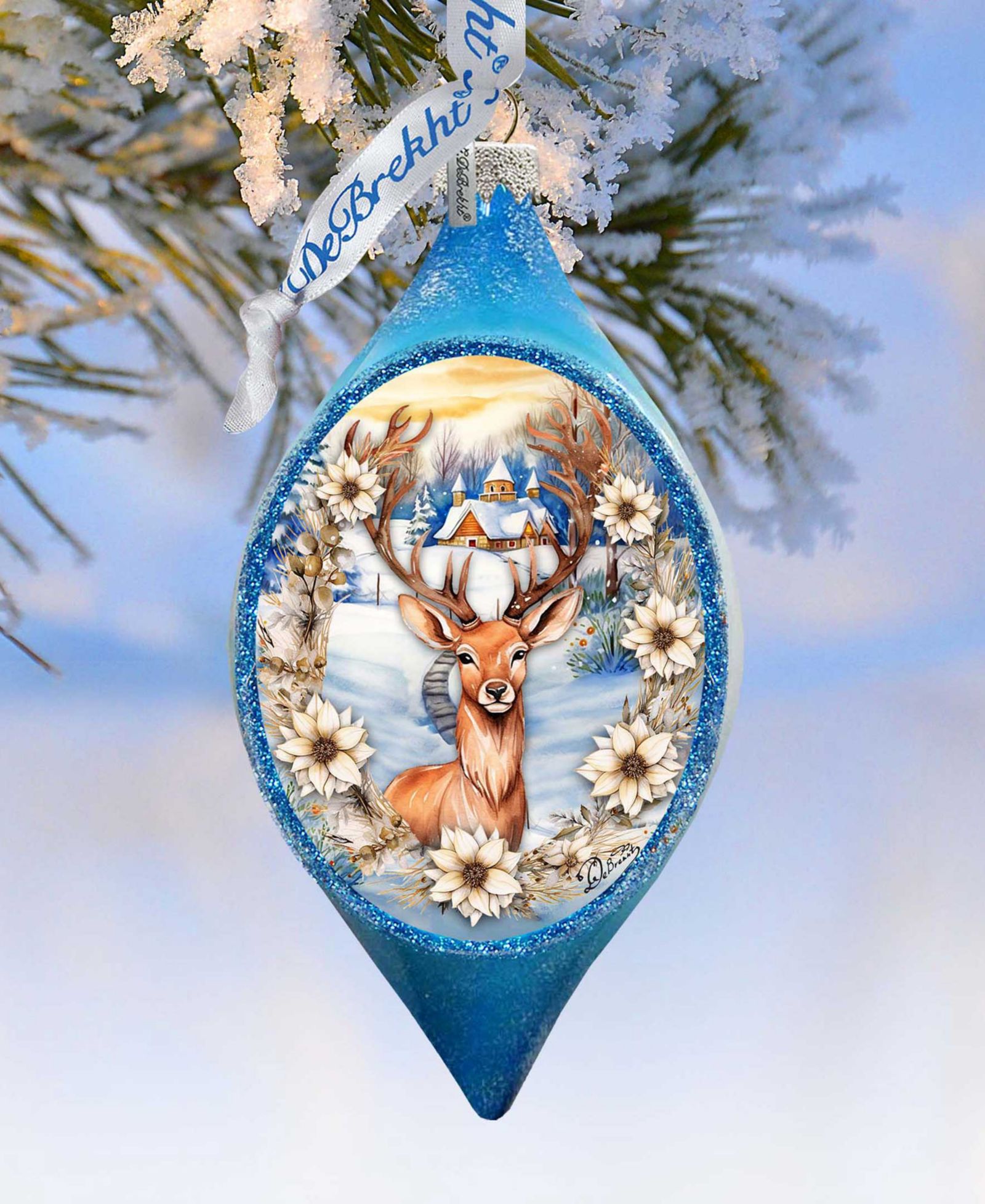 Украшения Designocracy Majestic Forest Deer Drop Holiday Mercury Glass G. DeBrekht