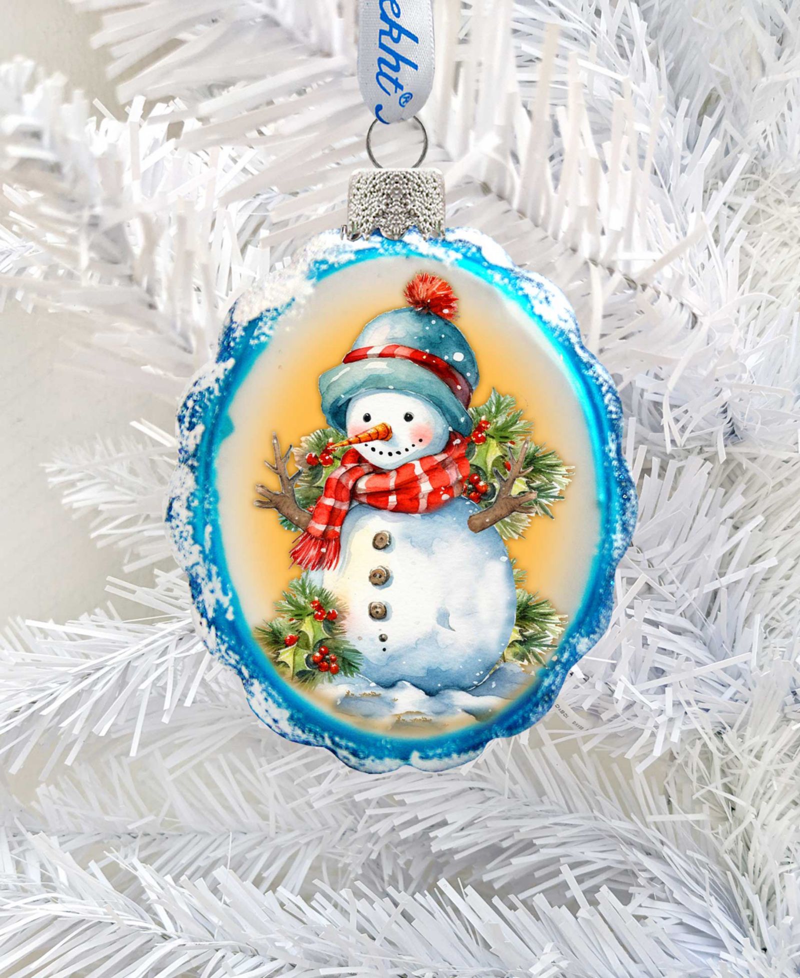 Рождественское стеклянное украшение Designocracy Snowman's Gift Keepsake Mercury G. DeBrekht