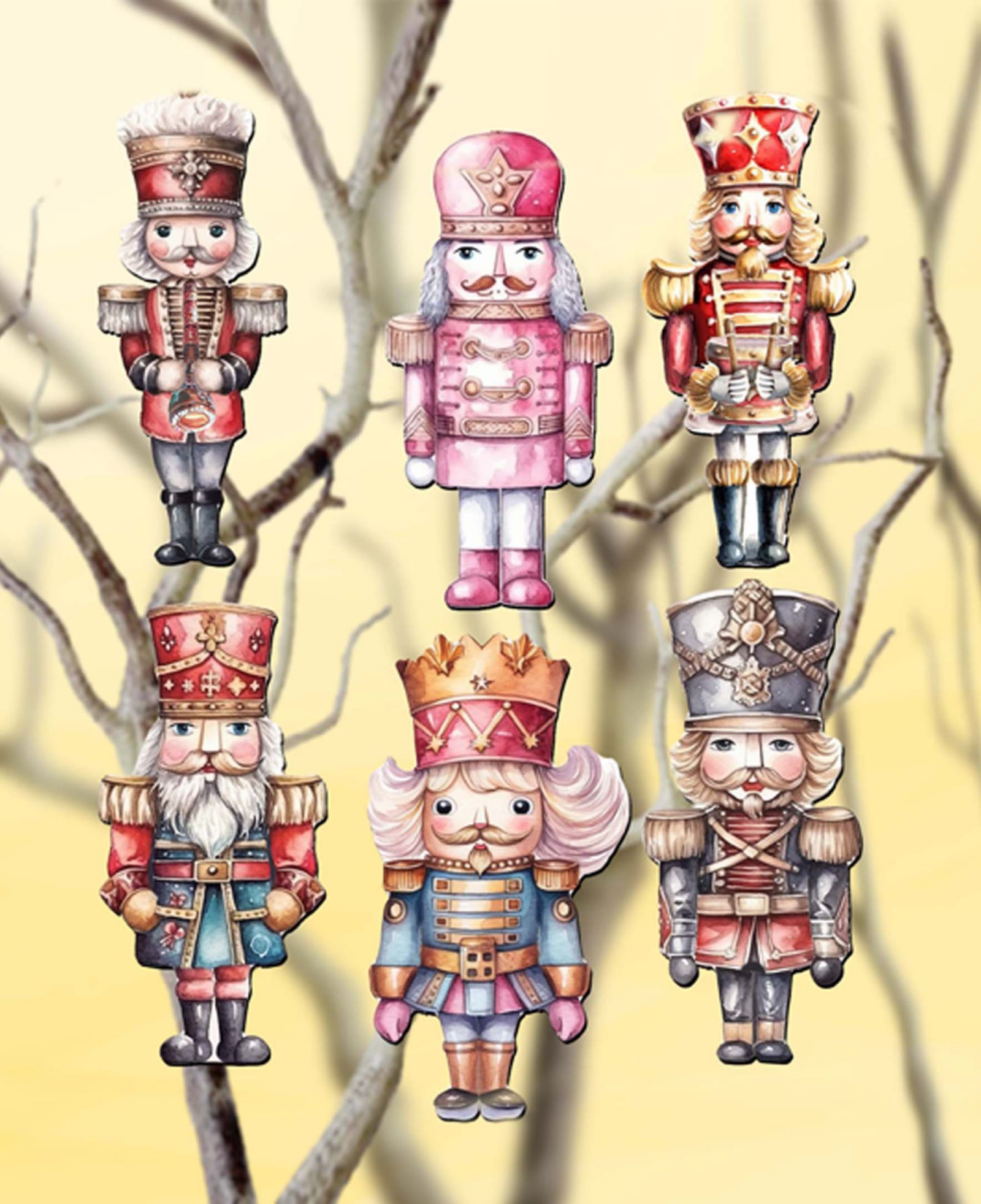 Designocracy Набор деревянных елочных украшений Nutcrackers G. DeBrekht, 6 шт