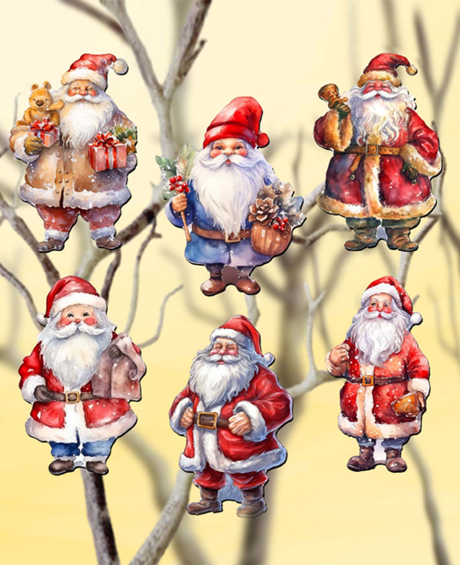 Набор деревянных елочных украшений Designocracy Santa Christmas, 6 шт.