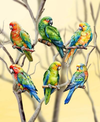 Декоративные елочные украшения Designocracy Holiday Wooden Clip-On Parrots, набор из 6 шт. G. DeBrekht